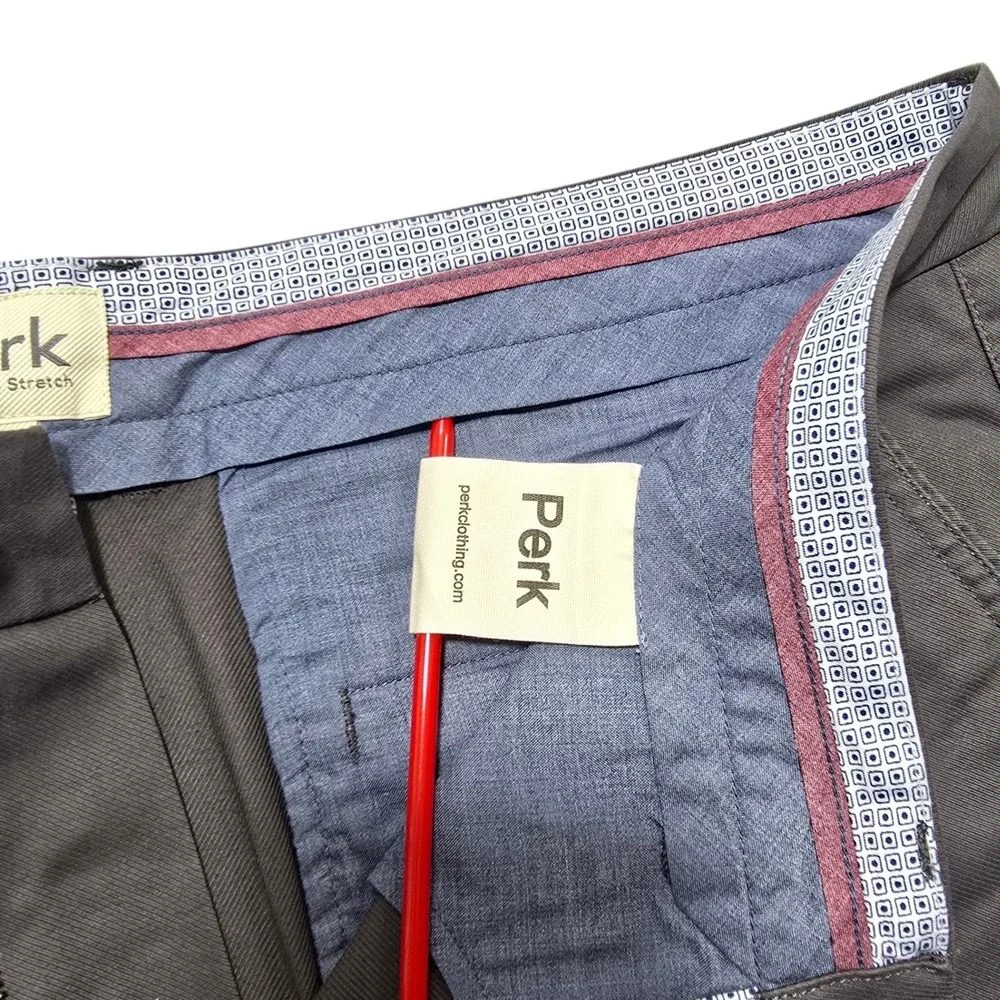 Perk Chino Pants‎ 40/32 Charcoal Grey Cotton Stretch Slim Fit Feel Good Chinos